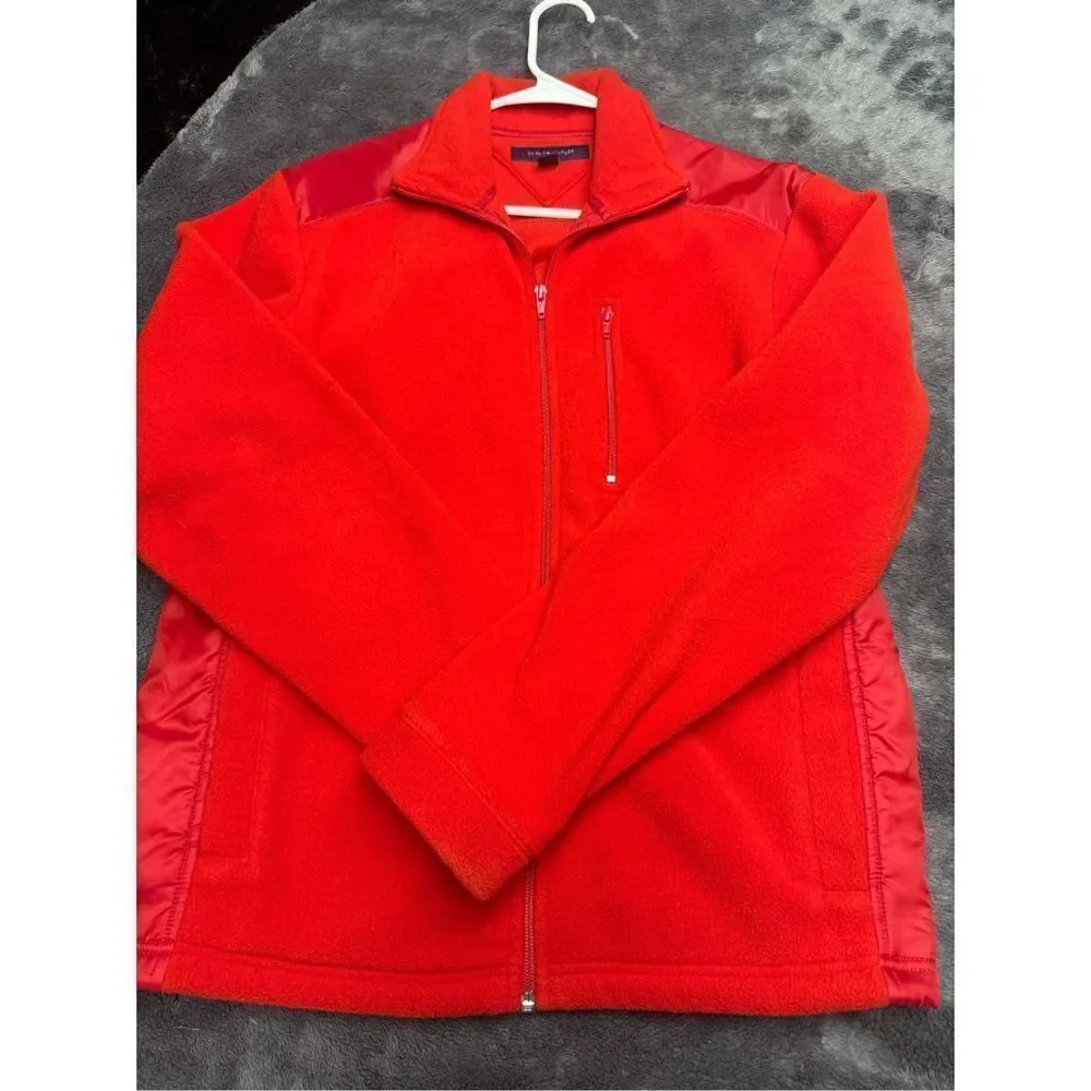 Tommy Hilfiger Red full zip fleece jacket in men’s small.  #fleecejacket